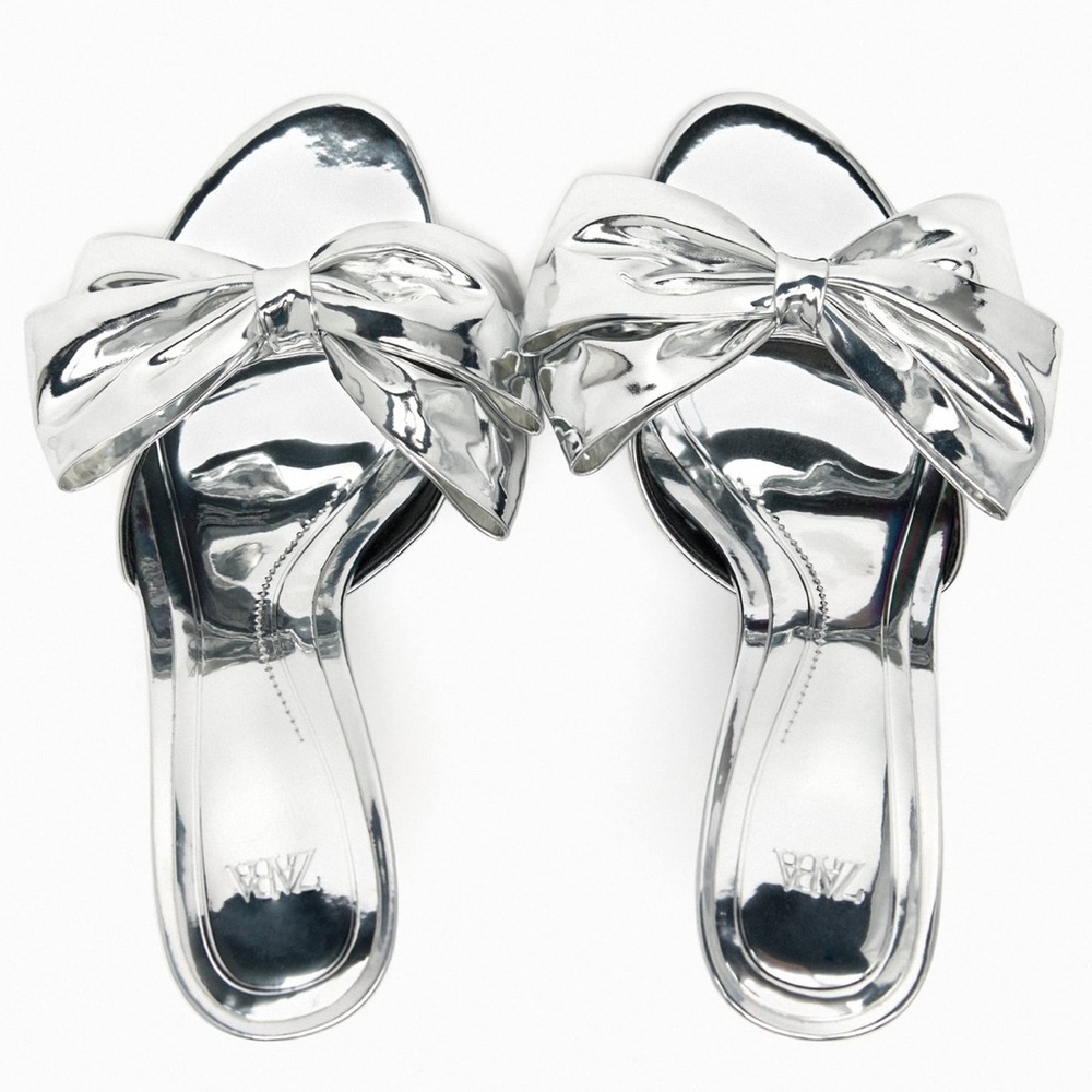 Zara Metallic Bow Heels